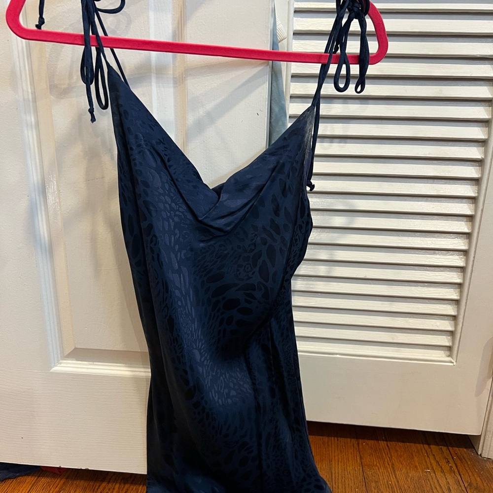 Navy printed mini dress